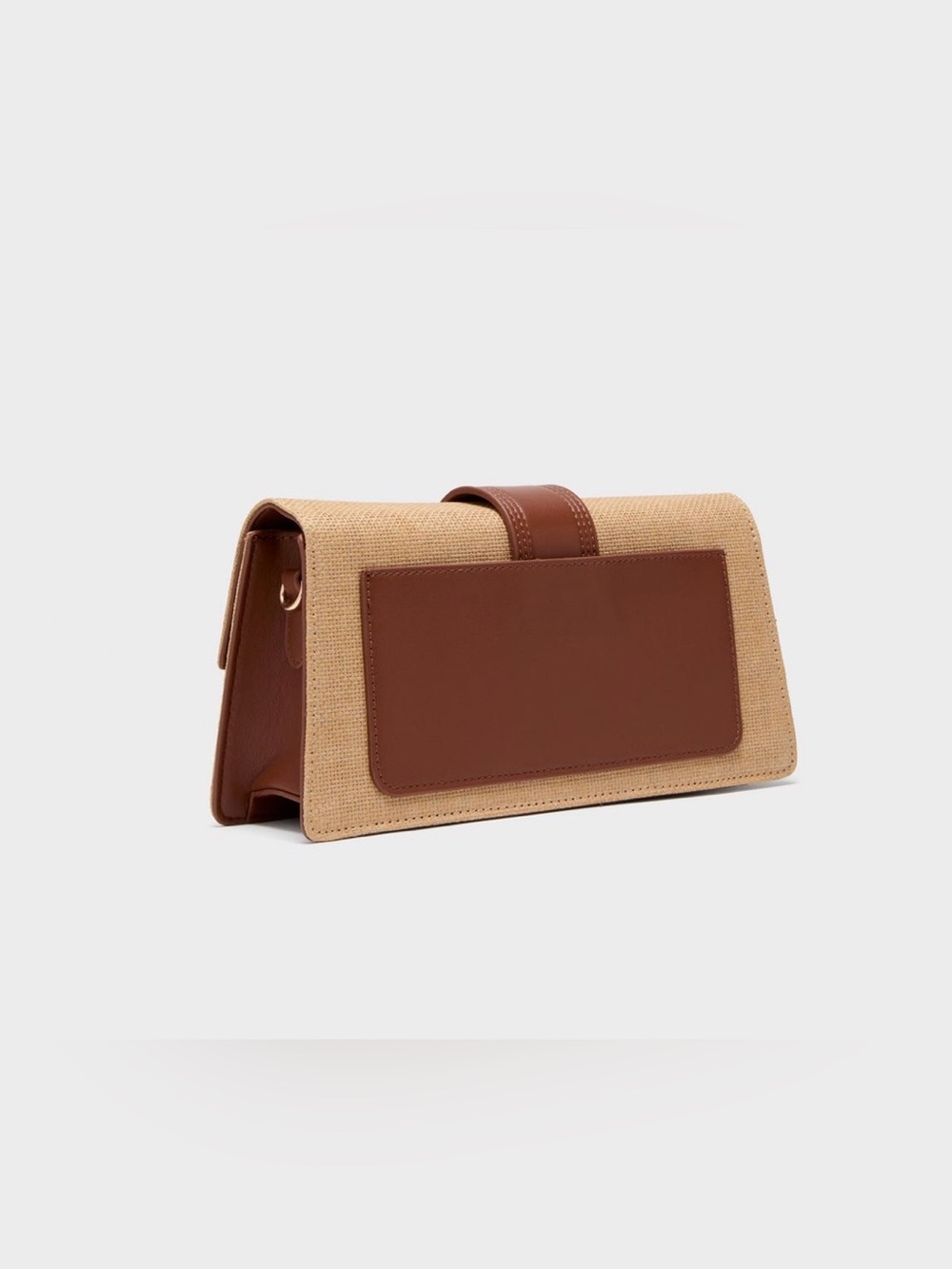 Moda Luxe Tan Woven Clutch with Brown Leather Strap new without tags - Picture 3 of 10